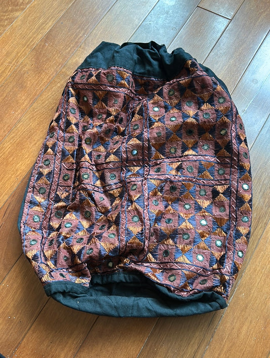 New Cotton Mirrorwork Backpack Bag Black Boho Lightweight