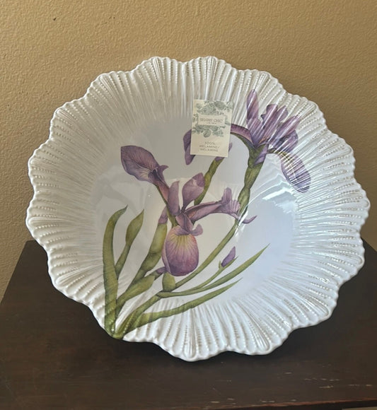 Shabby Chic Melamine Serving Bowl New Purple Iris