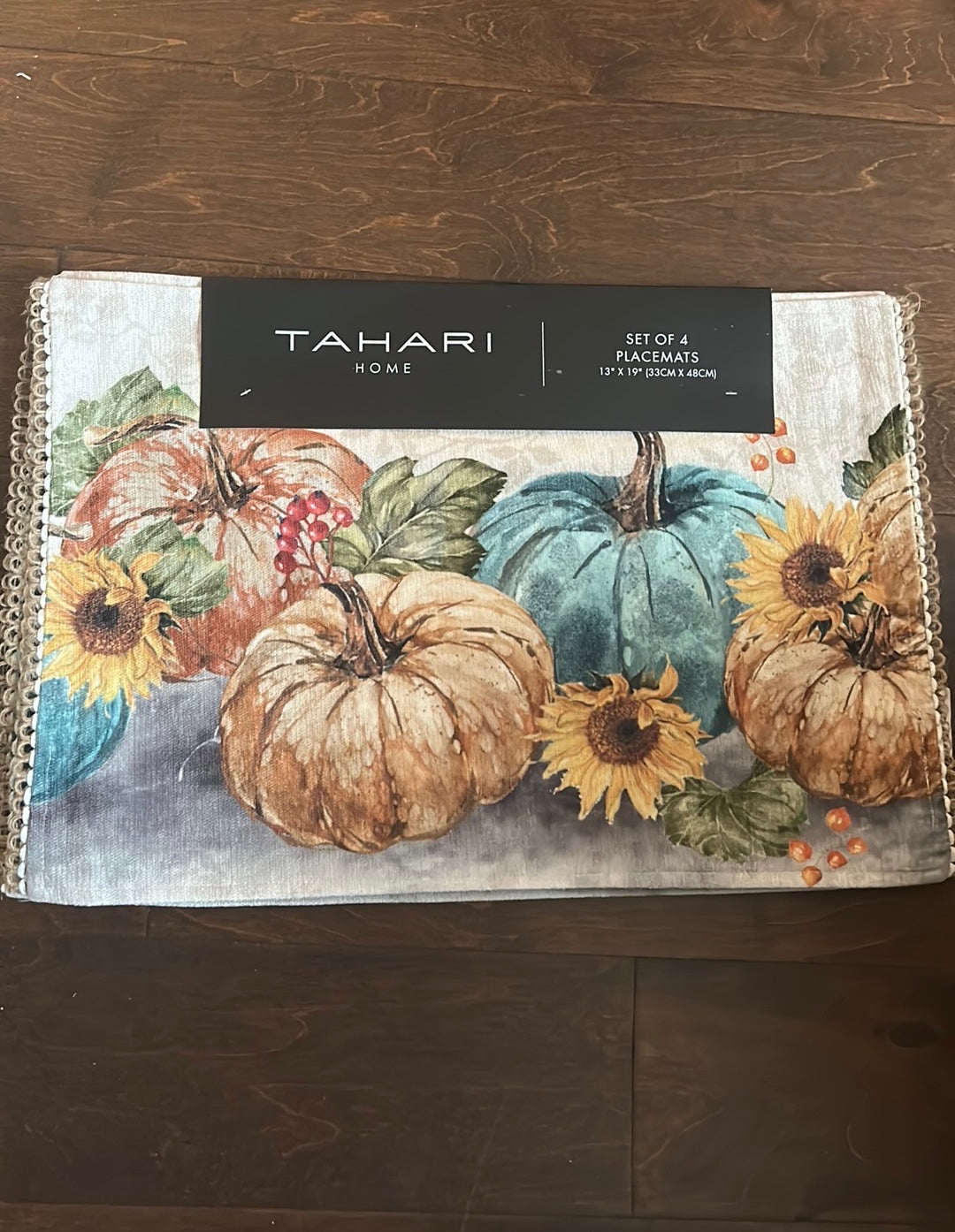 Tahari Fall Pumpkin Fall Sunflowers Placemats Set Of 4 Berries  Thanksgiving