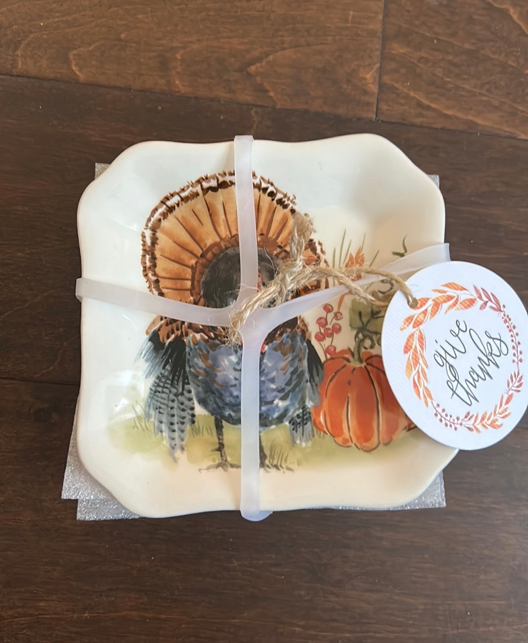 MAXCERA Set 4 Pumpkin Turkey Thanksgiving Dessert Appetizer Plates