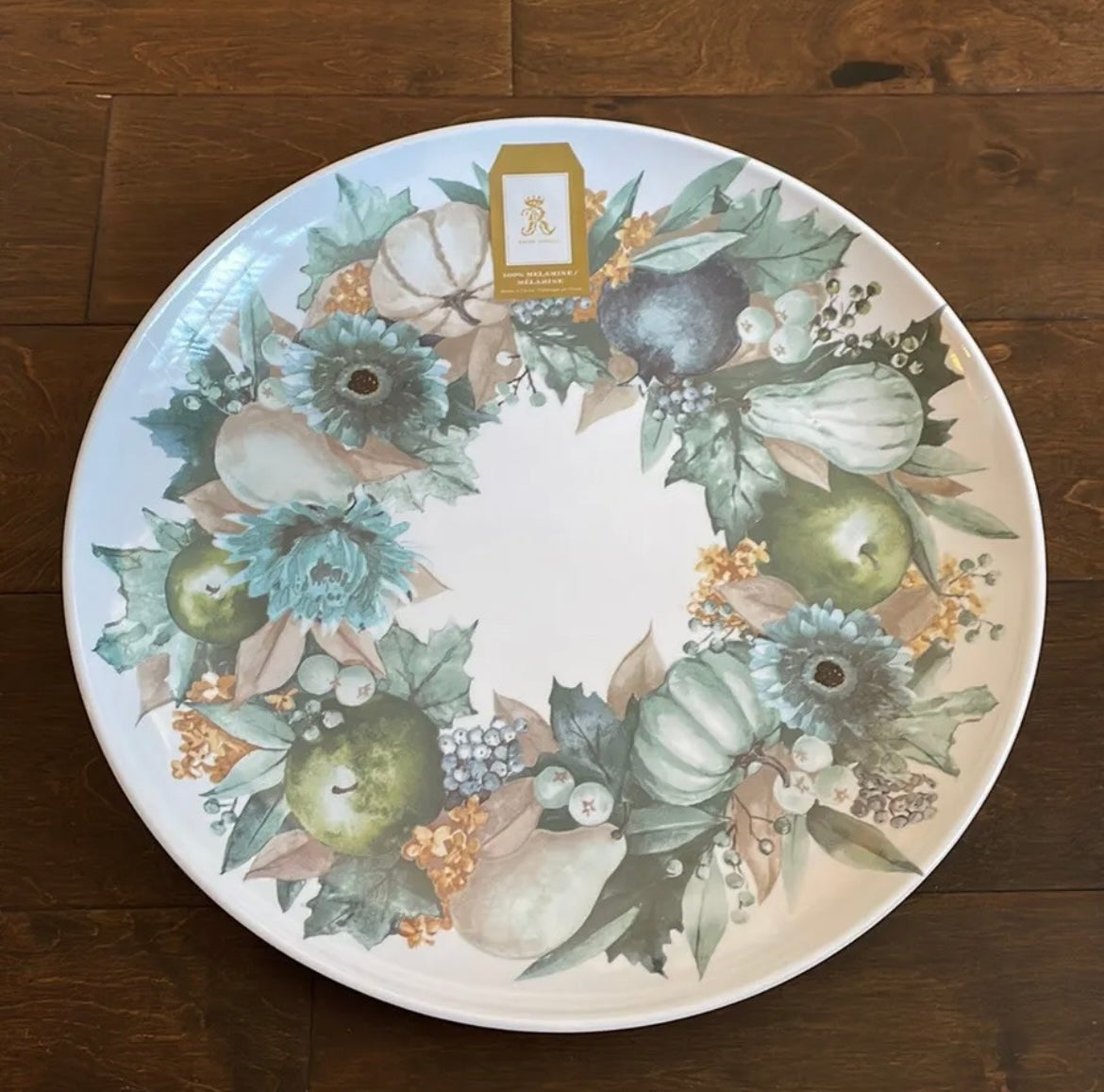 Shabby Chic Pumpkin Gourds Fall MELAMINE Serving Tray Platter Rachel Ashwell 15”