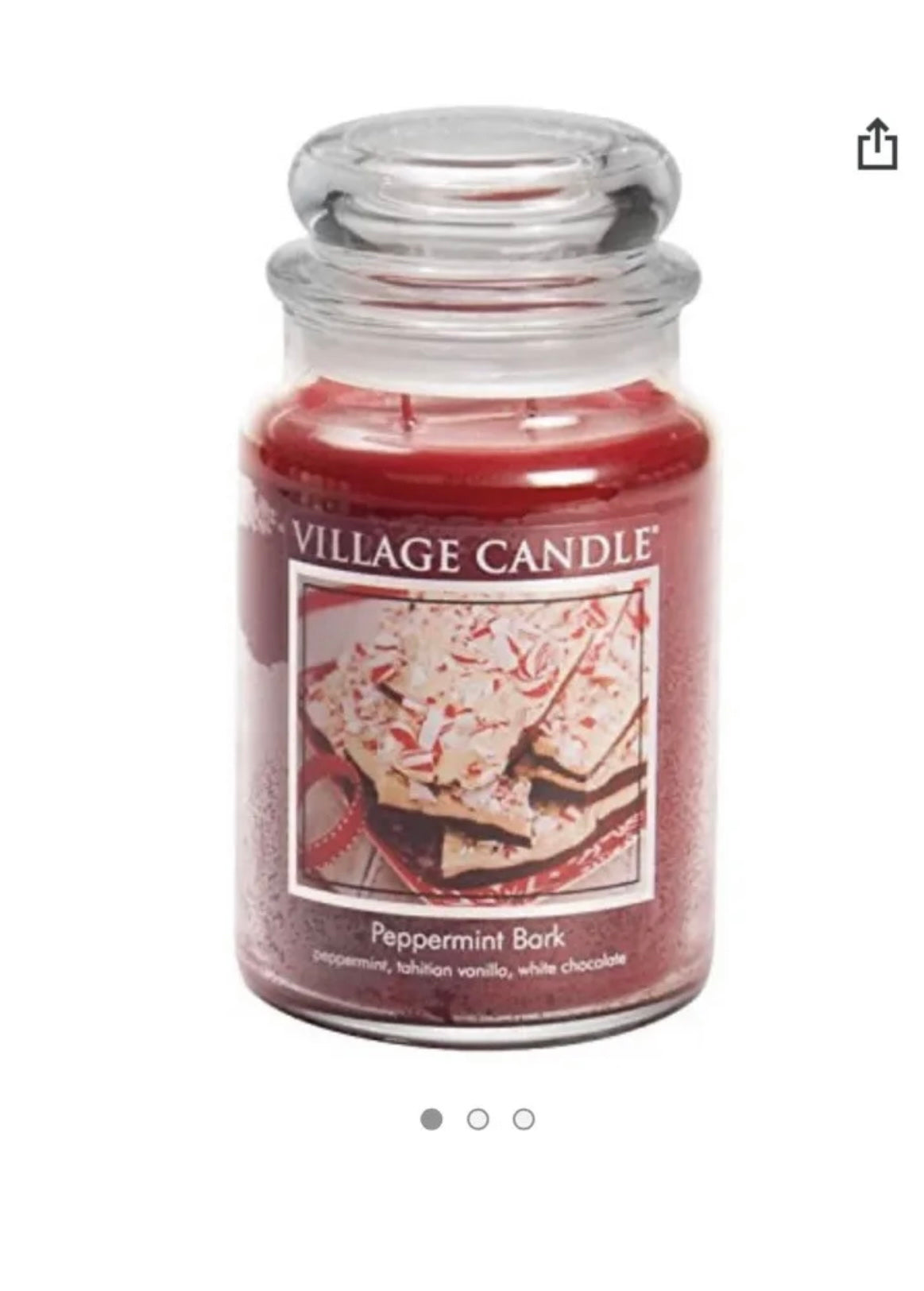 Village Candle Scented Peppermint Bark Christmas 2 Wick Fragrance New