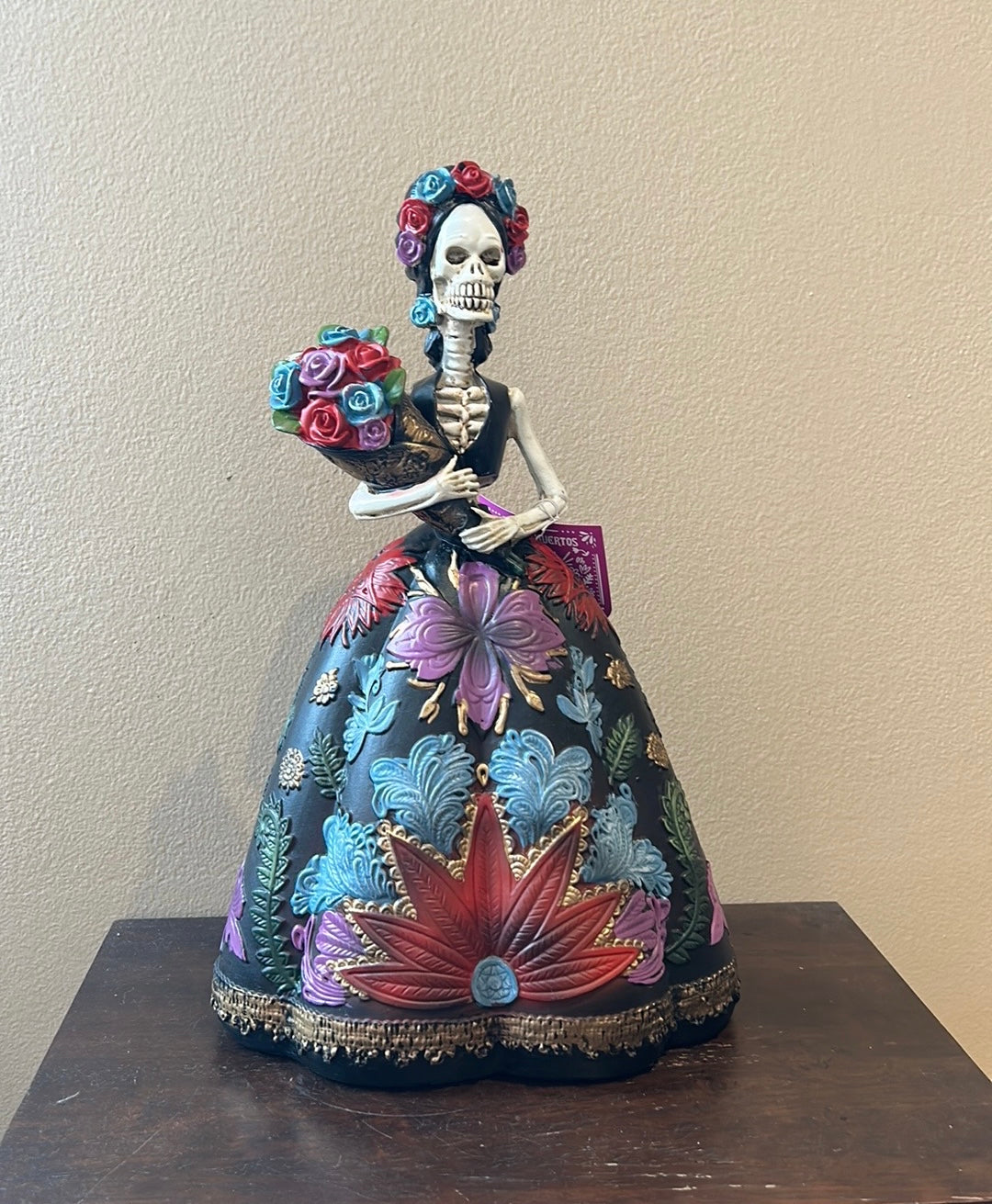 Dia Del Muertos Doll In Ball gown Halloween Black Day Of The Dead