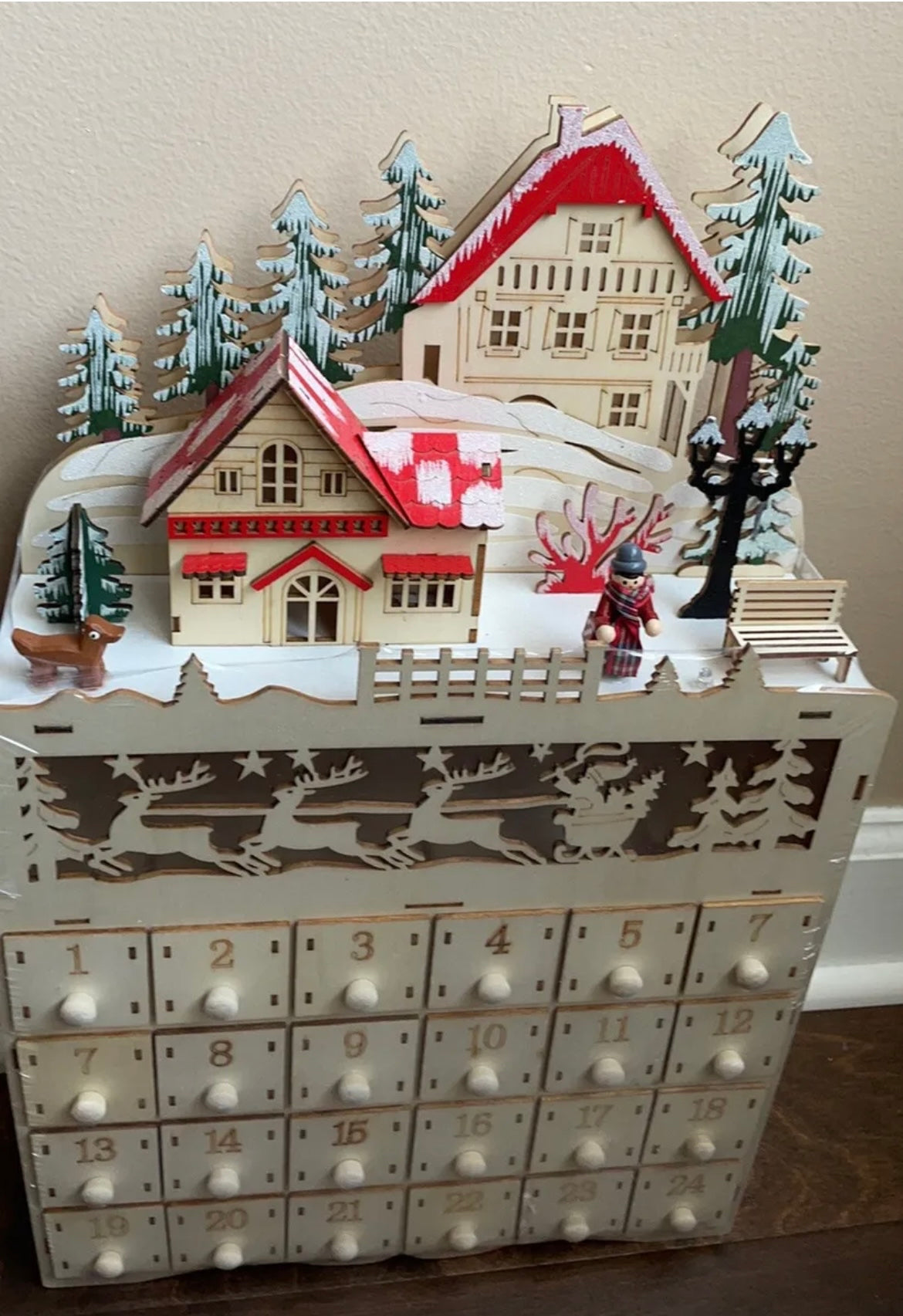 Beautiful Martha Stewart Christmas DIY Paint Advent Calendar Wood LED