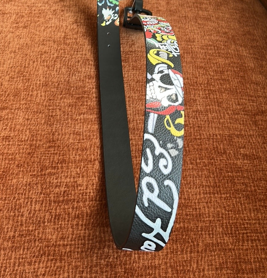 Ed Hardy Men's Finest Tattooing Reversible Belt New
