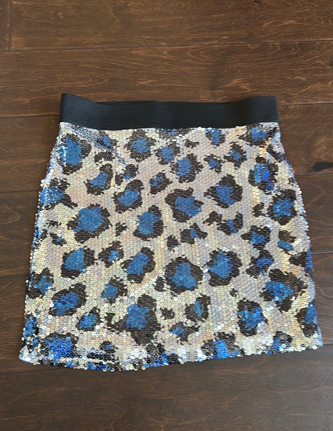Forever 21 Women’s Skirt New Black Silver  Mini Sz S New ST2825 Animal Skin
