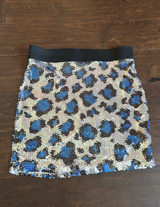 Forever 21 Women’s Skirt New Black Silver  Mini Sz S New ST2825 Animal Skin