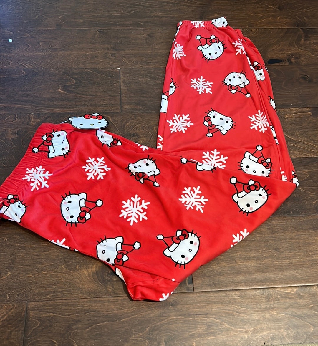 NEW Sanrio 2023 Hello Kitty Christmas Red With Snowflakes Pajama Pants Size S