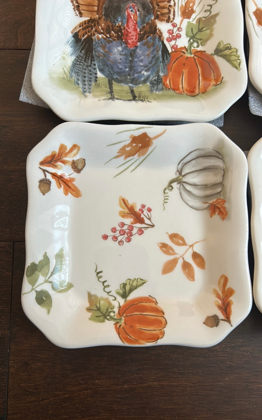 MAXCERA Set 4 Pumpkin Turkey Thanksgiving Dessert Appetizer Plates