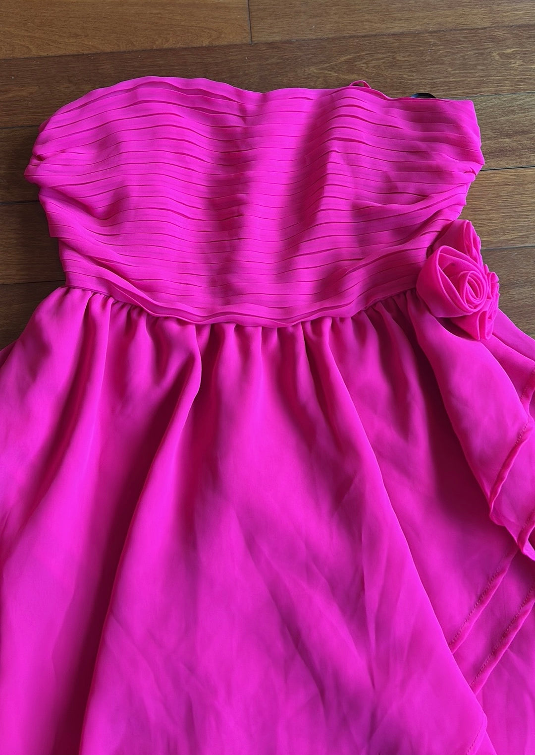 Forever 21 Women’s Strapless Dress Sz M Pleated Mini Formal ST2225 Pink