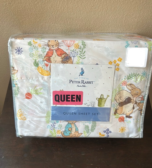 Peter Rabbit Queen Sheet Set New Cotton Easter Spring Floral