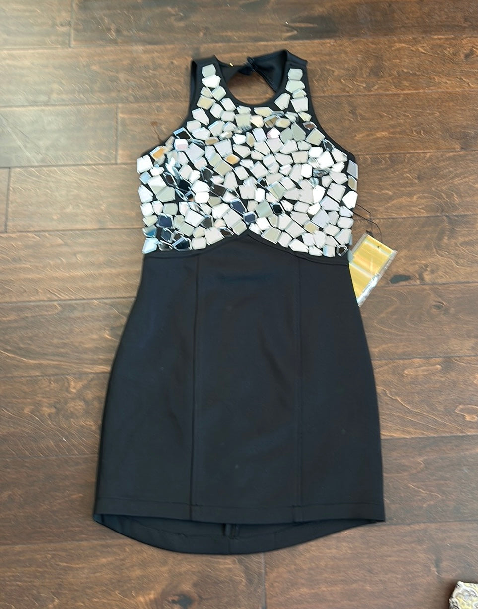 Wow Couture Womens Dress Bodycon Sz M Black With Mirrors ST2825 Party