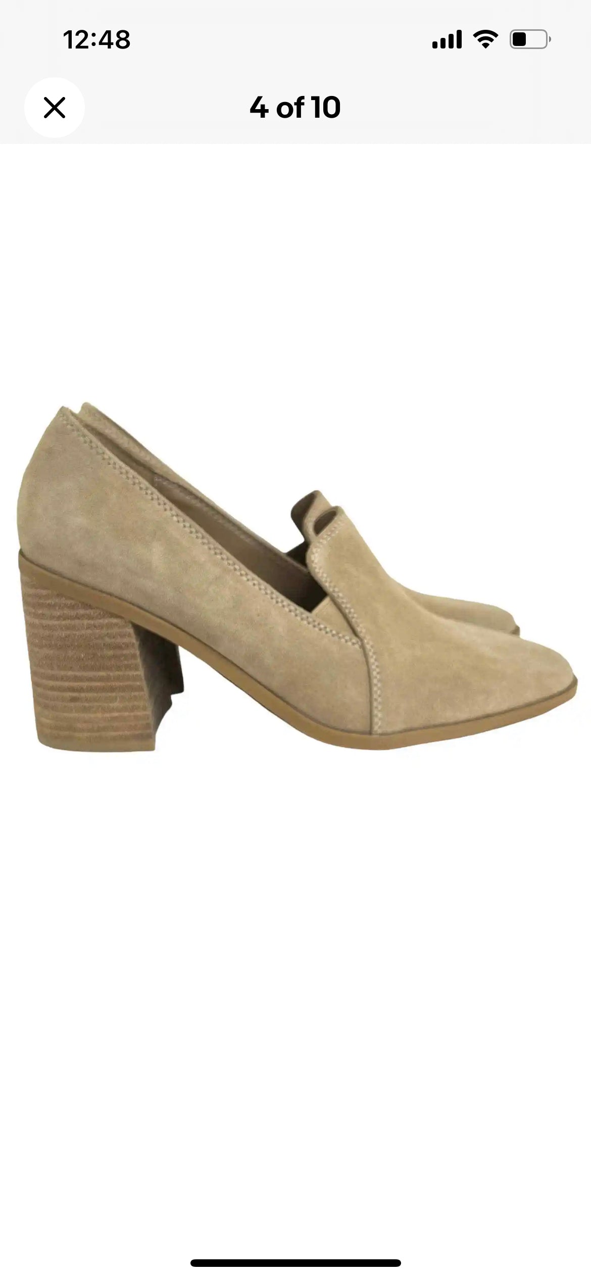 JOIE Wevenly Suede Block Heel Shoe Tan Slip On Chunky Square Toe Loafer