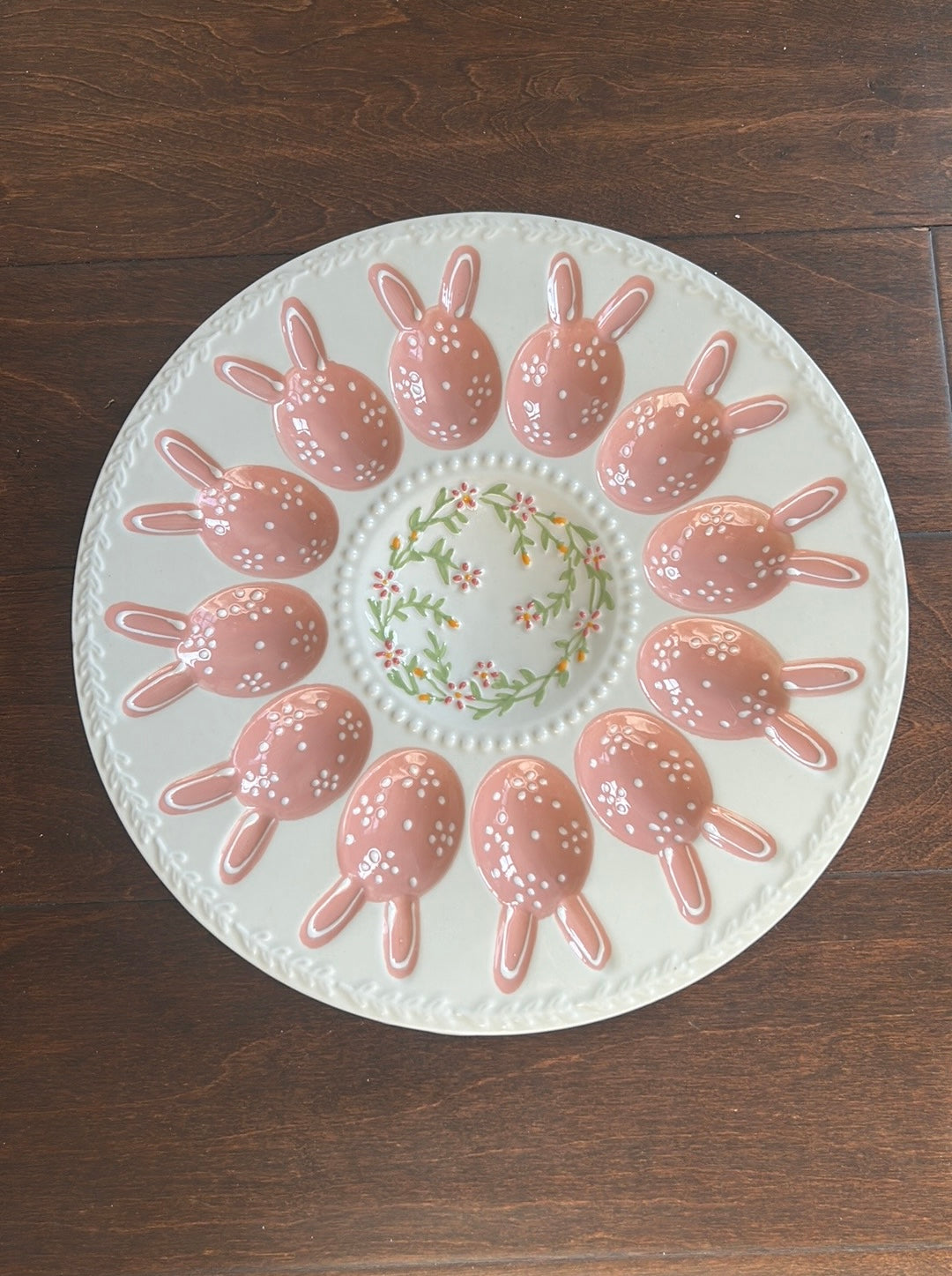 Potters Studio Easter Deviled Egg Serving Tray Platter Fits 12 Bunny New Pink