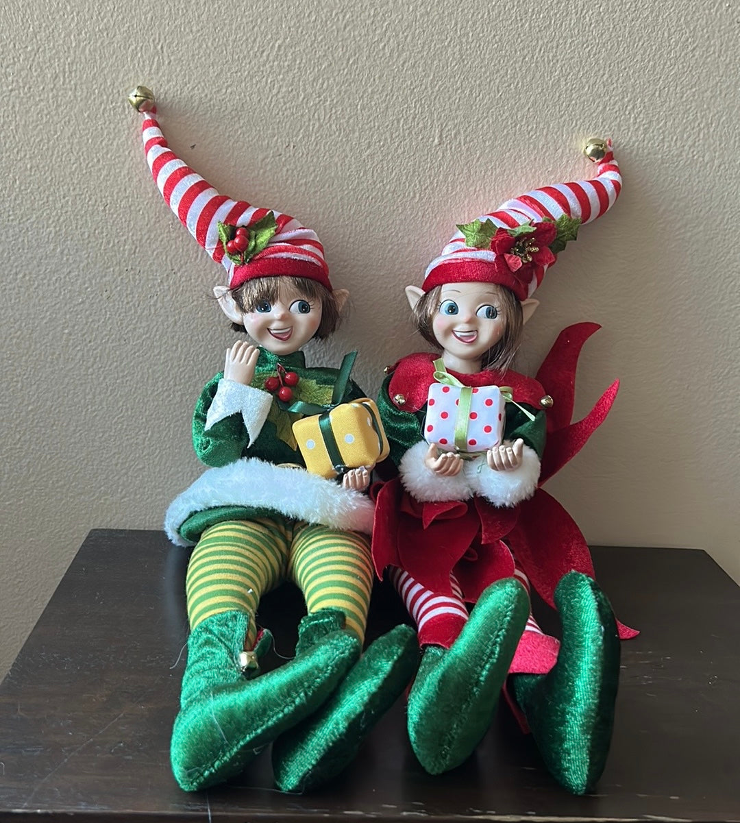 NWT MARTHA STEWART CHRISTMAS Boy & Girl Elf POSABLE DOLL Medium