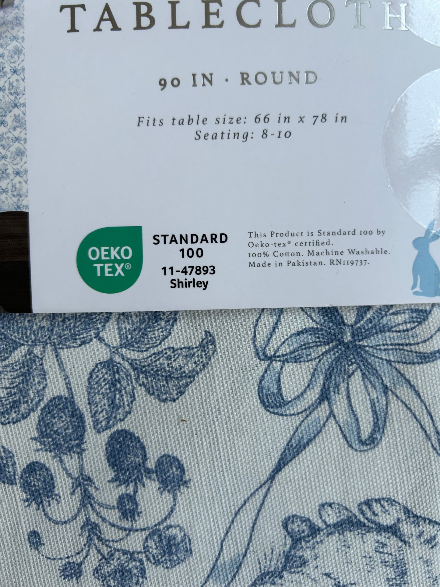 New Easter Bunny Rabbit Tablecloth Blue Floral Cotton