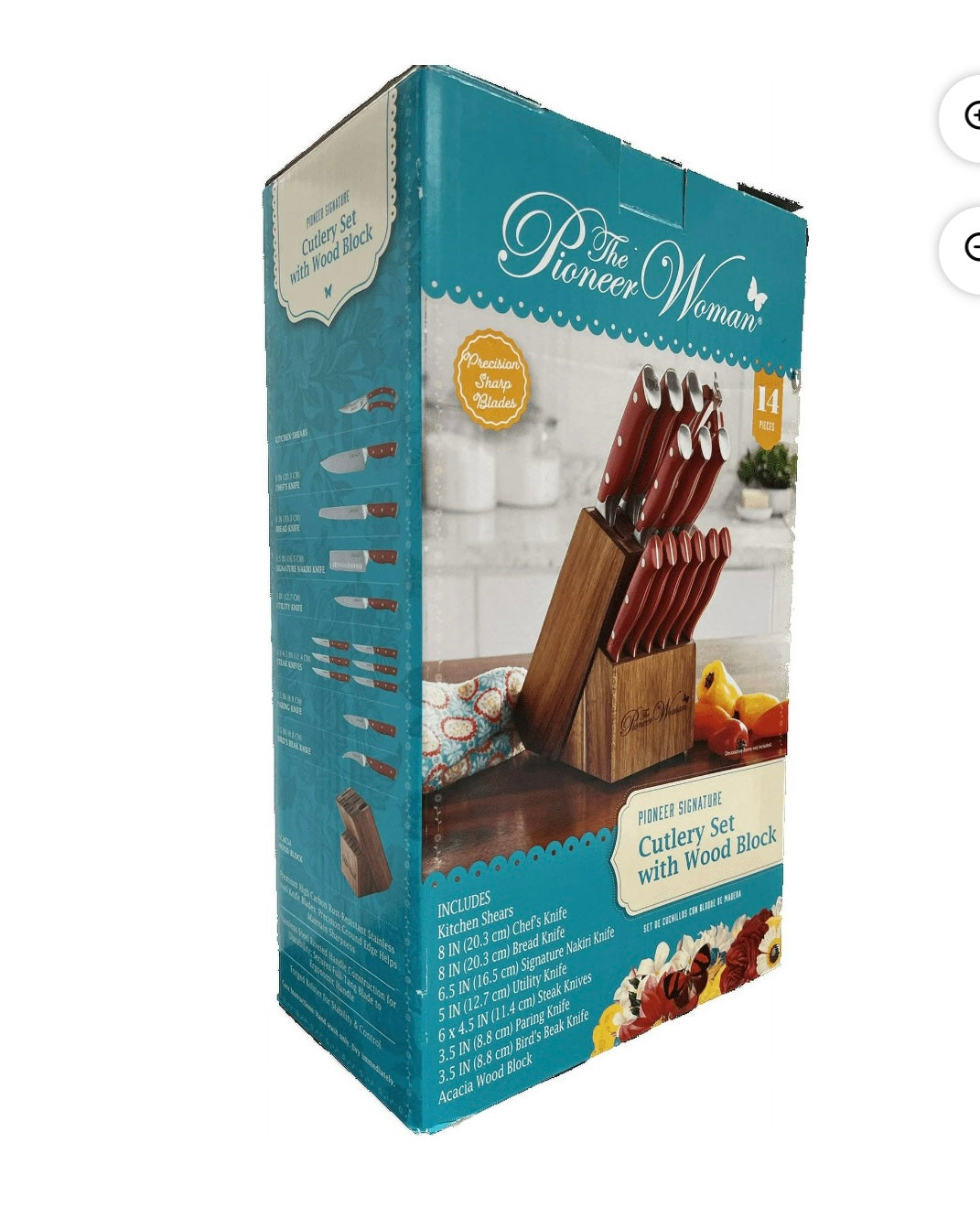 The Pioneer Woman Frontier 14 Pc Forged Cutlery Knife Block Red Ivory NEW