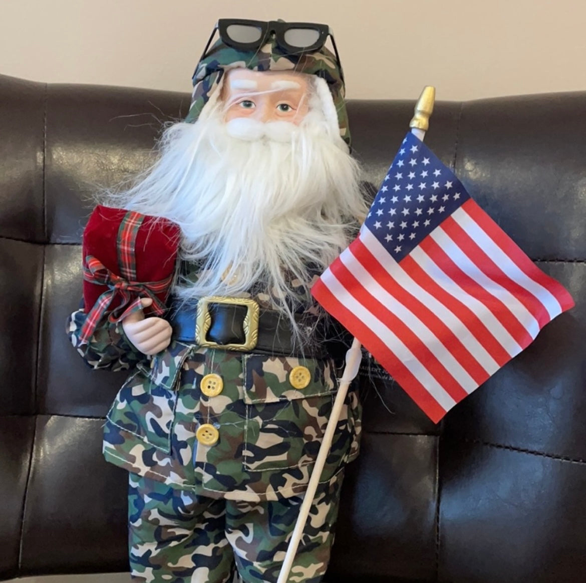 Soldier Santa Claus Camouflage Clothes Tabletop Christmas Decor American flag