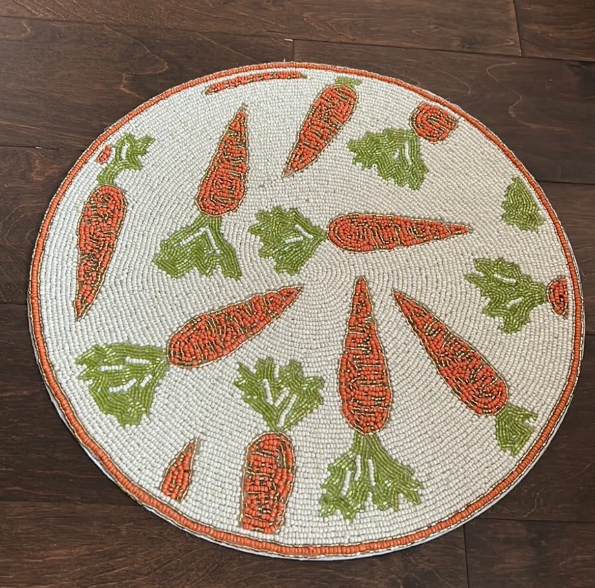 Rachel Zoe Easter Carrot Beaded Placemat Charger 15" New set of 2