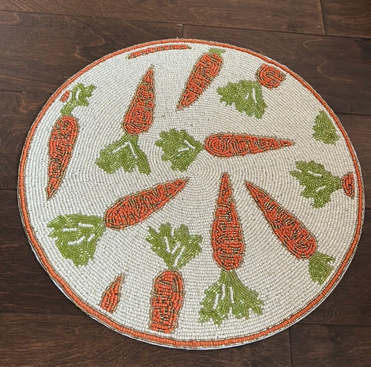 Rachel Zoe Easter Carrot Beaded Placemat Charger 15" New set of 2