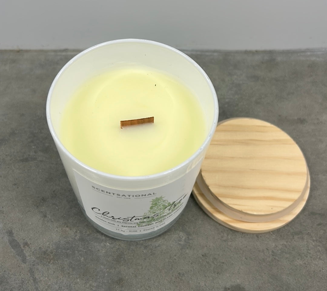 Scentsational Christmas Tree Candle  Glass Jar 11 Oz Coconut Wax WoodWick