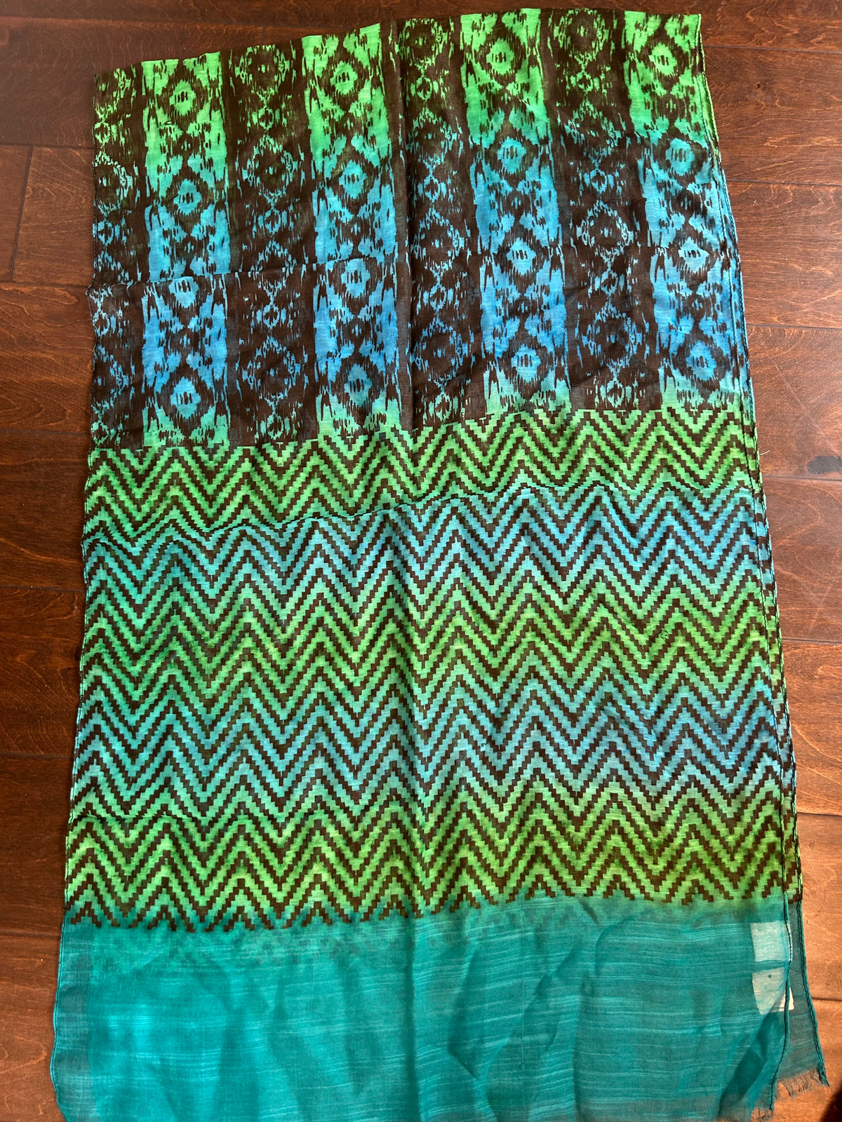 New Womens Chevron Print Scarf Blue Green New 5000-3102