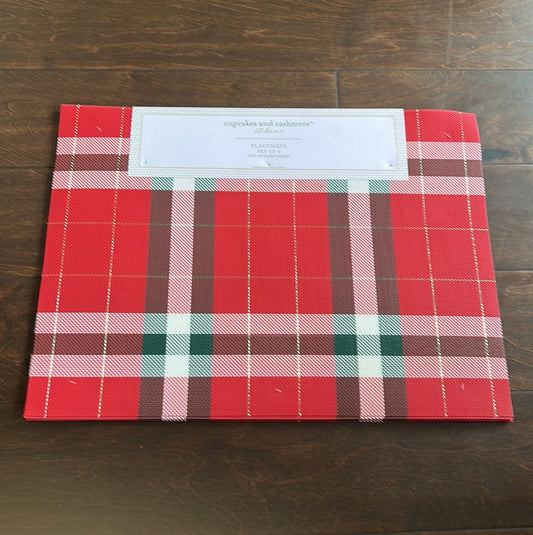 Cupcakes & Cashmere Set Of 8 Placemats Plaid PVC New