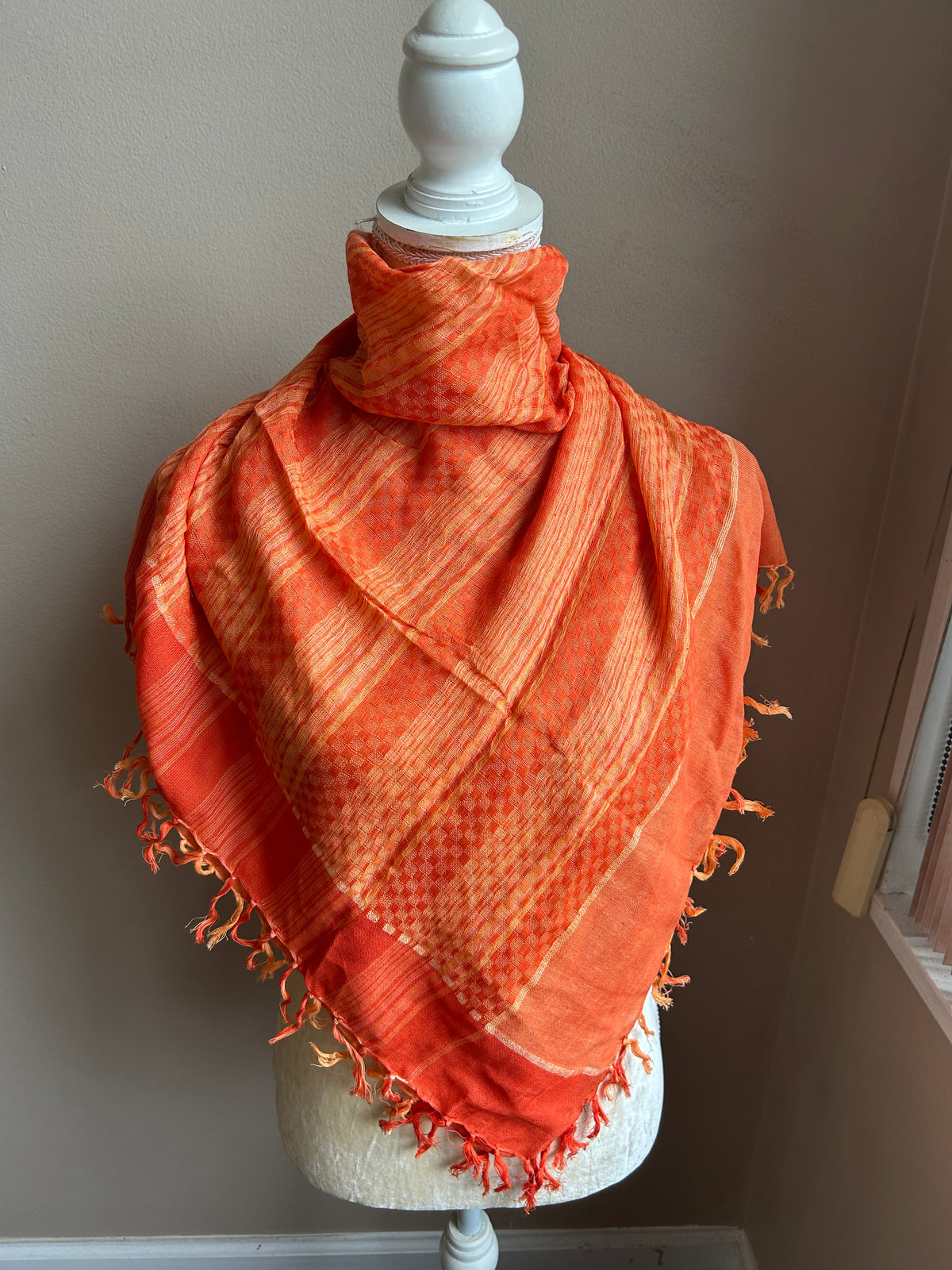 Womens Orange  Fringed Scarf BOHO New Striped New Cotton 5002