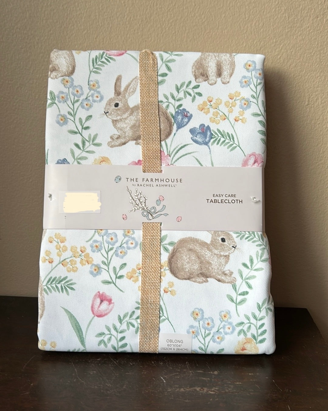 Rachel Ashwell Tablecloth New Easter Bunny Tulips Spring Oblong