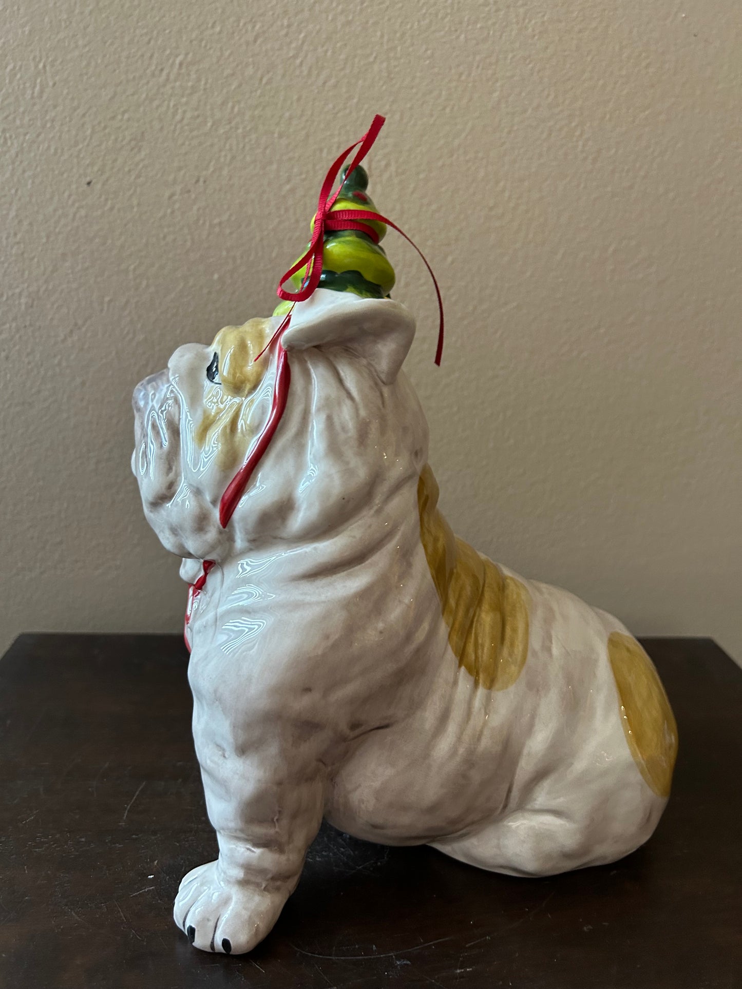 Blue Sky Clayworks Penny Holiday Bull Dog Figurine Christmas Tree Hat  NWT