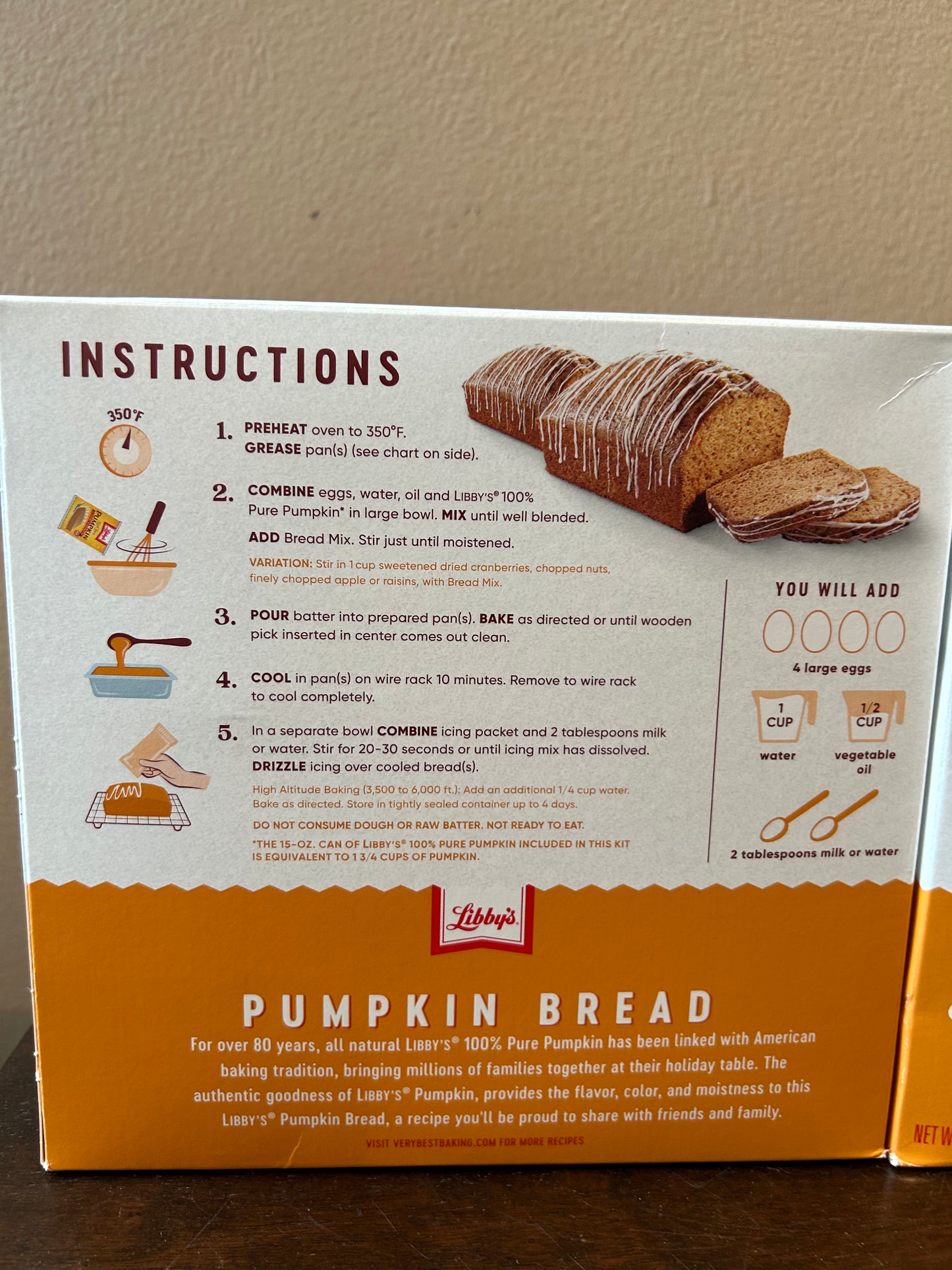 Libby's Pumpkin Bread Kit with Icing, 56.1 Ounce 2 Boxes ( Each Makes 2 Loaves )