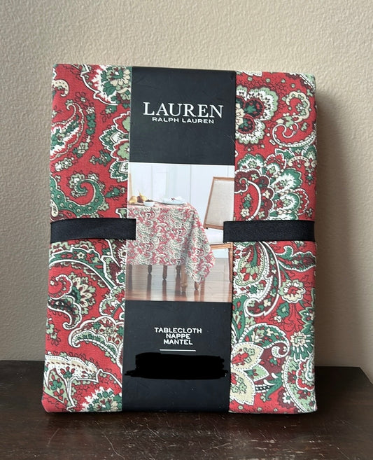 Ralph Lauren Christmas Holiday Paisely FLORAL Tablecloth