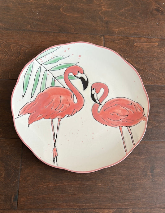 Spectrum Designz Set Of 6 - 10 1/2" Pink Paradise Flamingo Dinner Plates