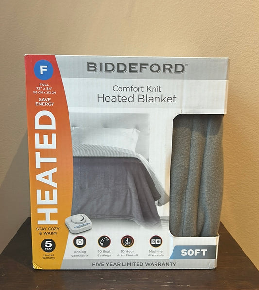 Biddeford Electric Blanket Comfort Knit Gray New Analog Control 72”x84” Full