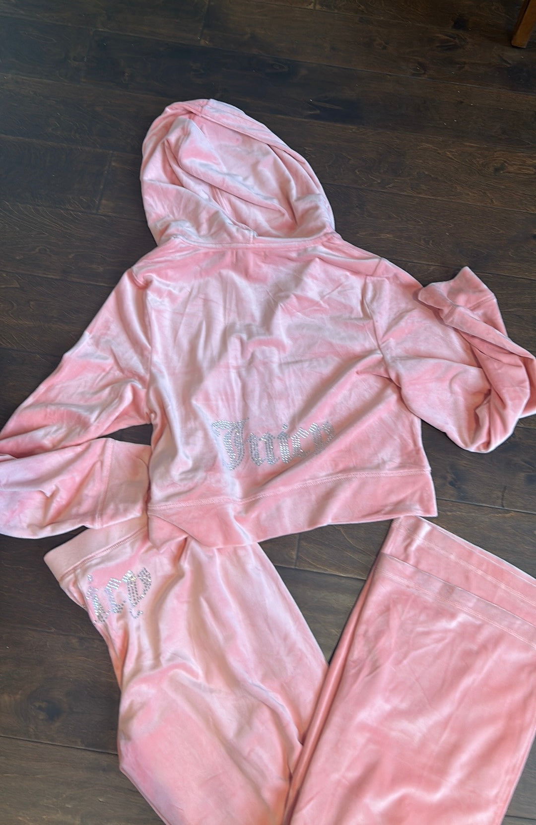 NWT JUICY COUTURE Velour Bling Tracksuit Hoodie/Pants Peach Sz XL