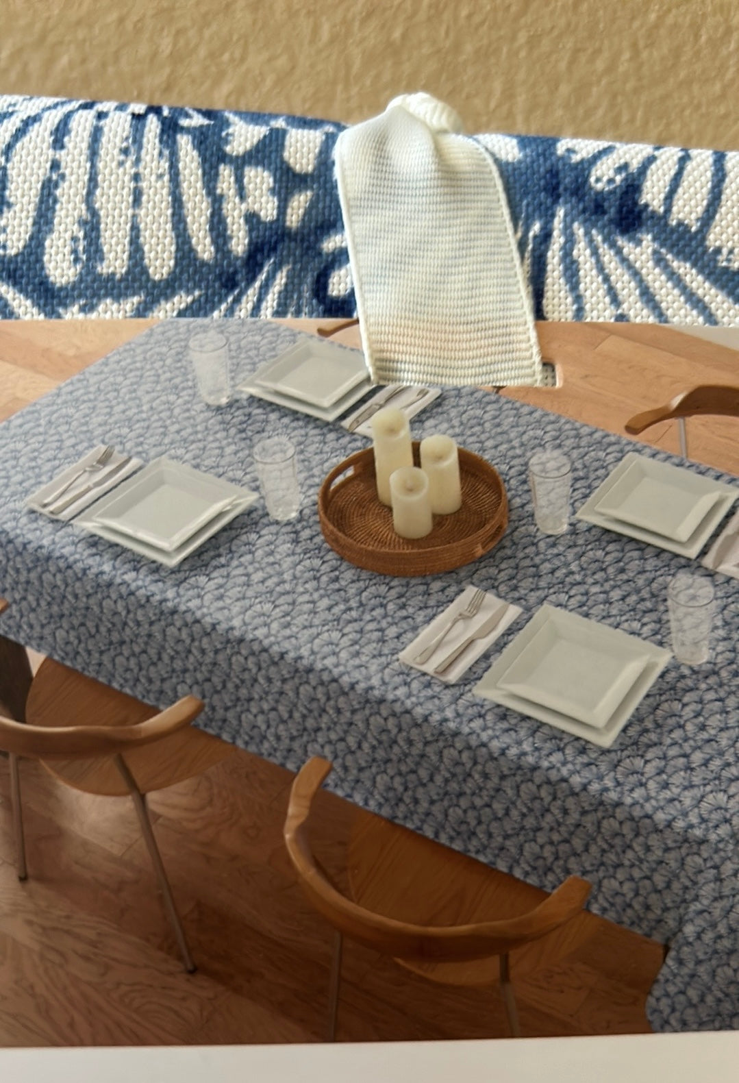 Sigrid Olsen Tablecloth Blue White Nautical Shell New