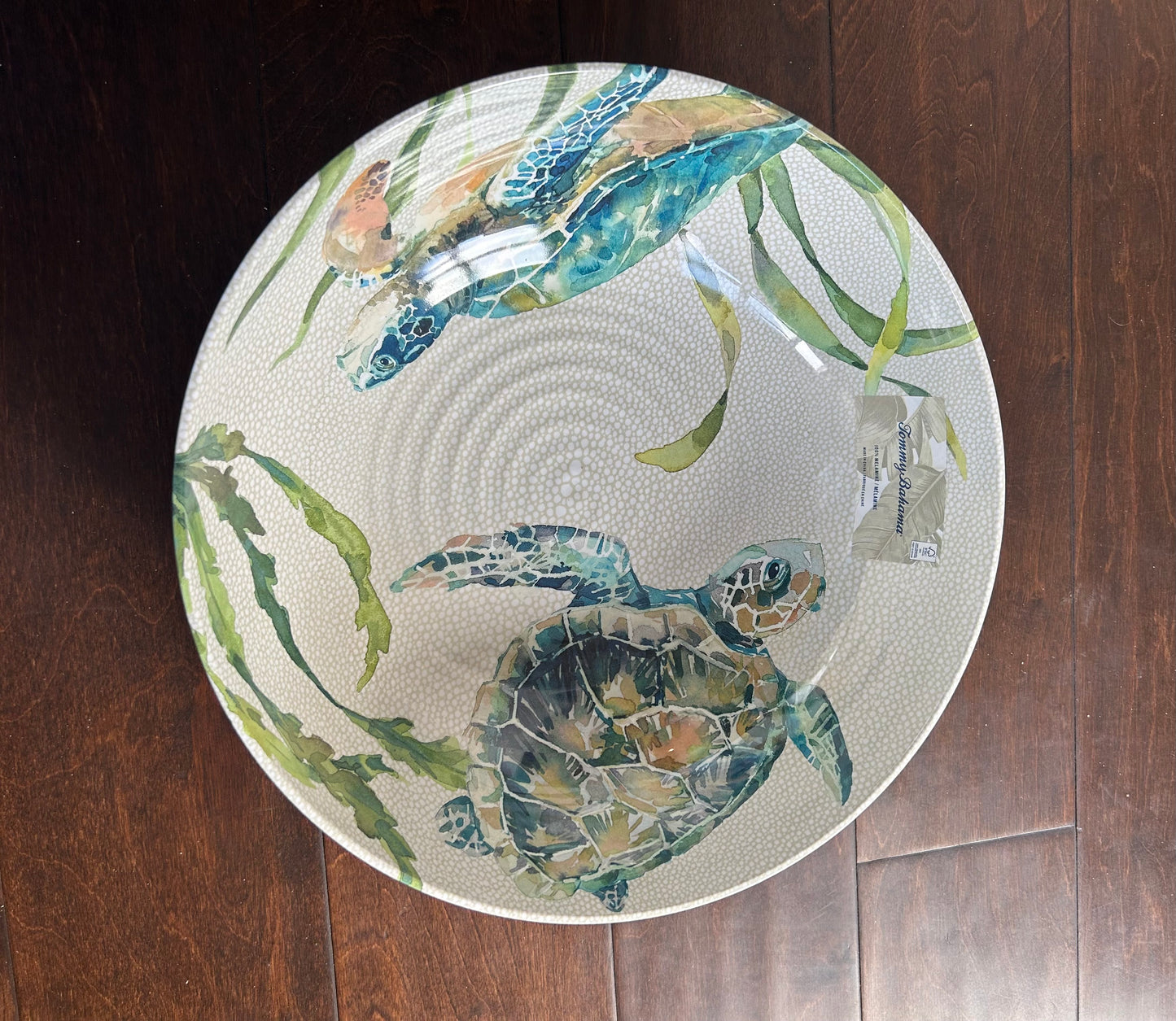 Tommy Bahama Turtle Serving Bowl New Tropical Nautical 12” Round Melamine