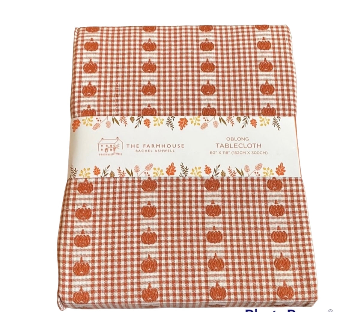 The Farmhouse Rachel Ashwell Pumpkin Tha Tablecloth Plaid Oblong