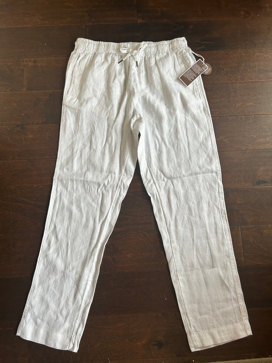Panama Jack Mens Chino Linen Pants White Sz S Lightweight New
