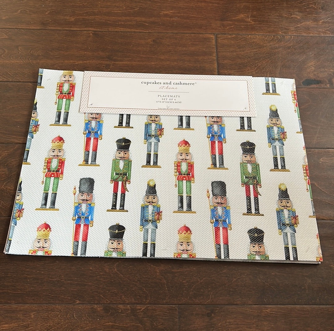 Cupcakes & Cashmere Set Of 6 Placemats PVC New Nutcracker Christmas