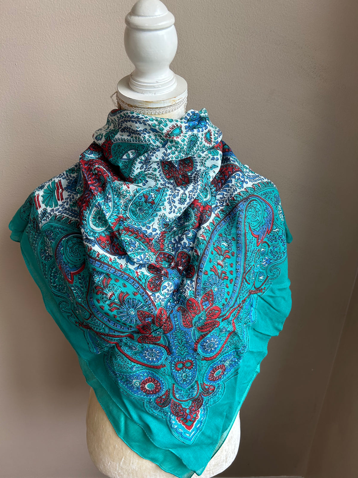 New Womens Scarf Multicolor Green White Paisely  5002-3102
