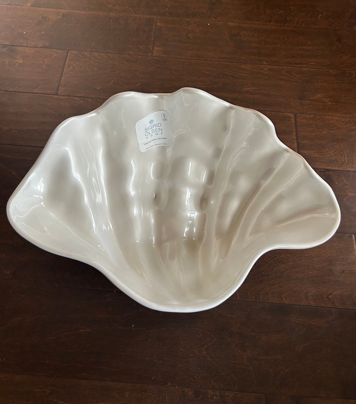 Sigrid Olsen Shell Shaped Bowl Rustic New Centerpiece Melamine 18”x12”