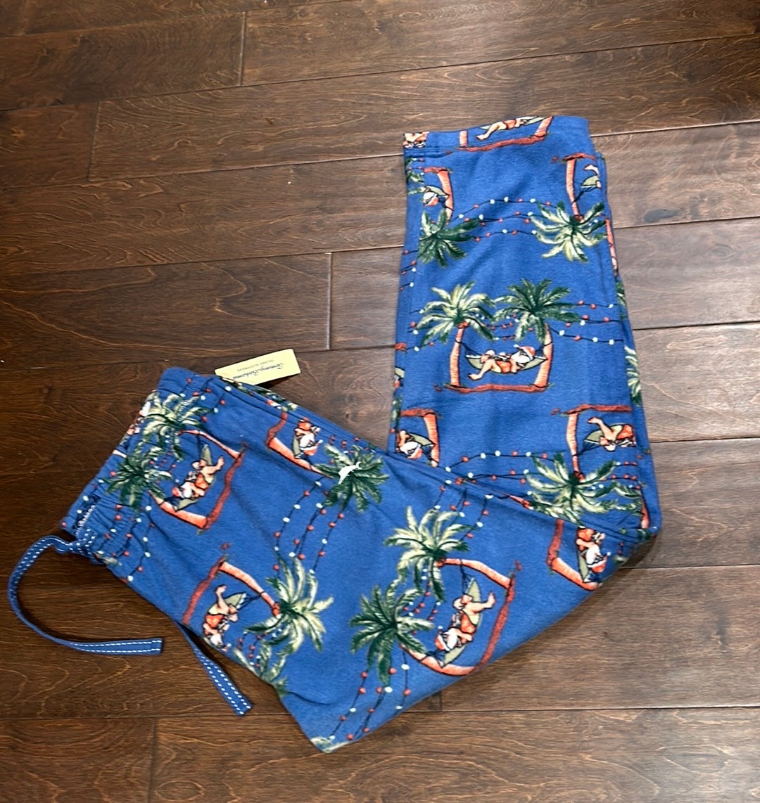 Tommy Bahama Men’s Pajama Pants Tropical Christmas Santa Sz M Fleece Palm Trees