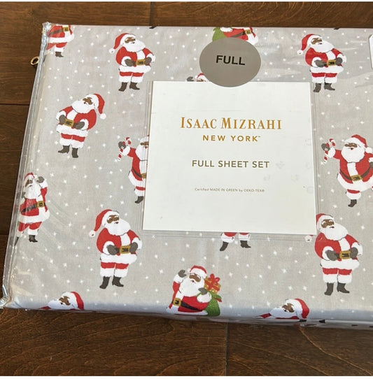 Isaac Mizrahi New York African American Santa Full  Sheet Set Microfiber Diverse