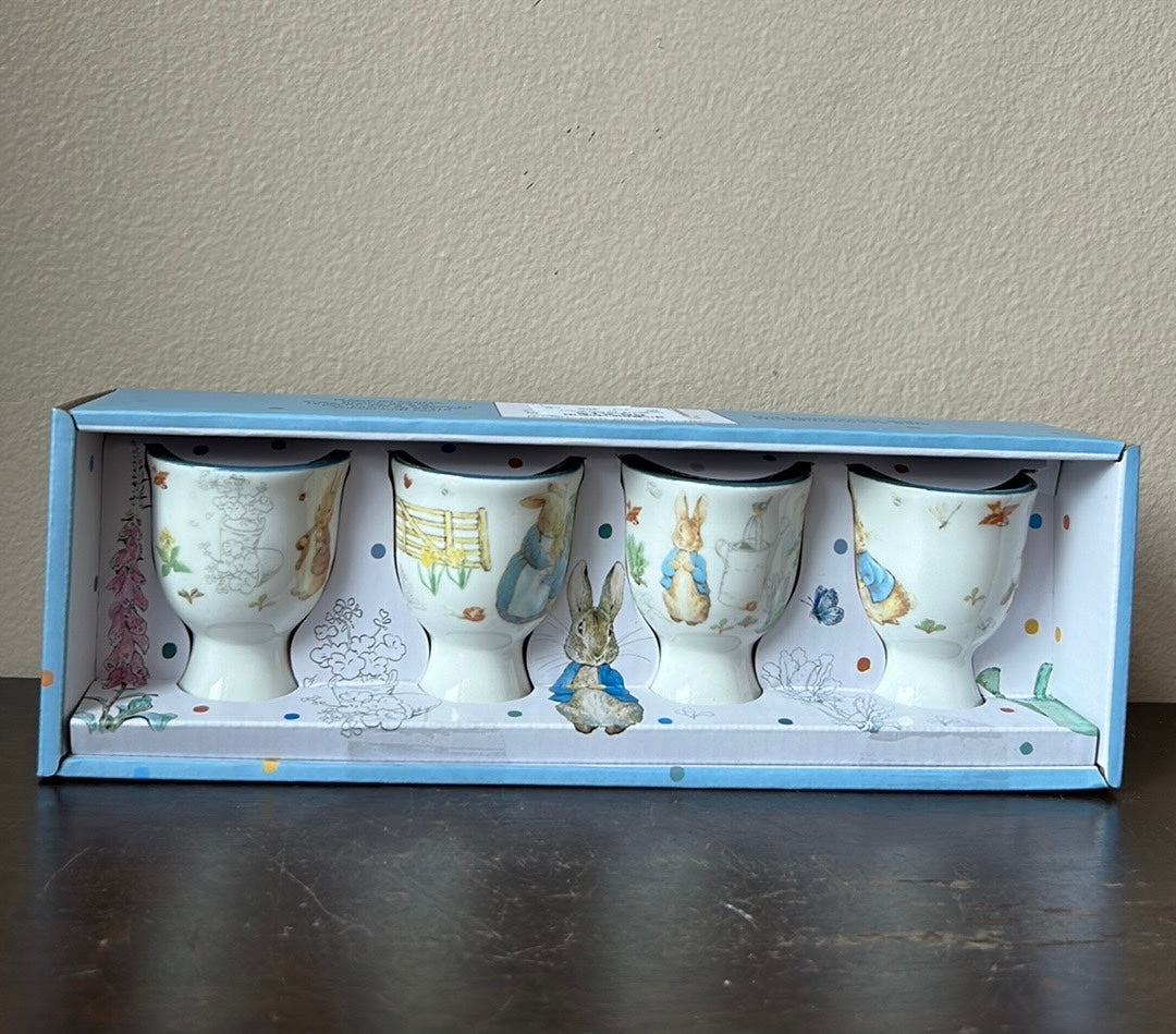 Beatrix Potter Peter Rabbit Boiled Egg Holder Mini Cup Spring Gift Set of 4 NEW