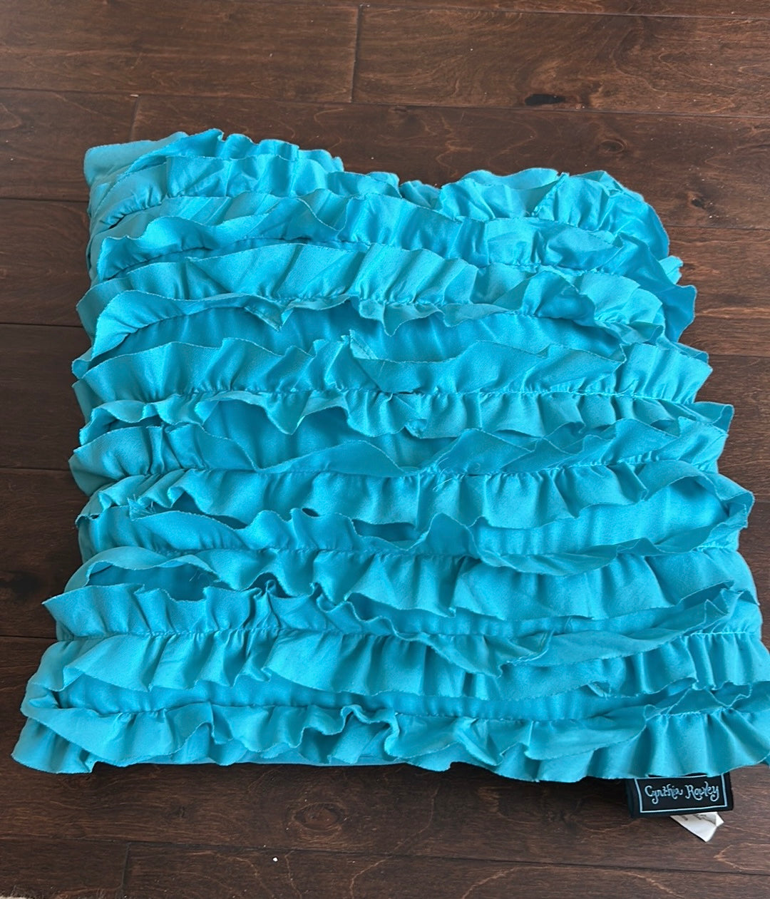 Cynthia Rowley Cushion Pillow New Blue Ruffled NWOT Decorative