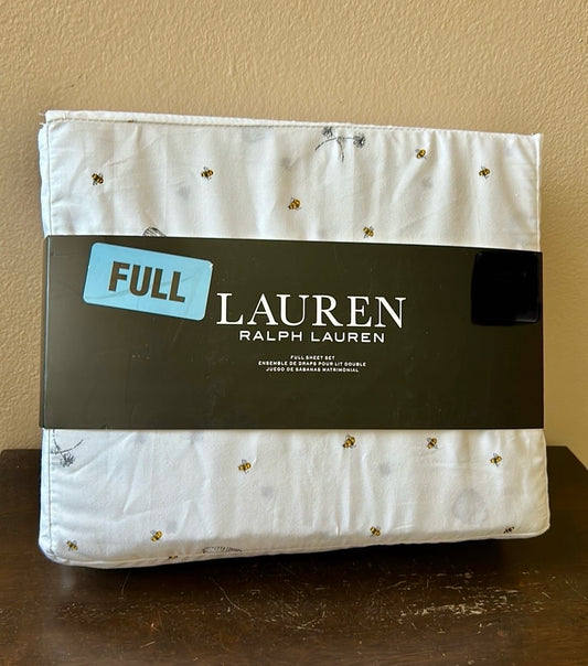 Ralph Lauren Full Sheet Set Bumble Bee Hive Flowers Cotton  New 4 Pc