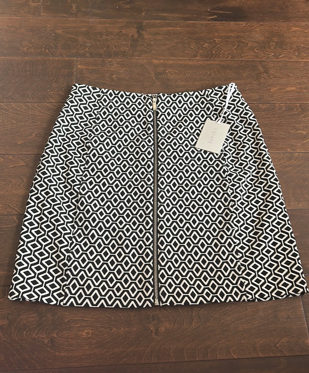 1 State Womens Mini Skirt New Black White Sz 2 ST2125