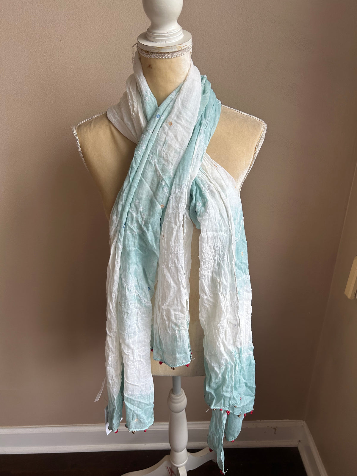 Womens Scarf Multicolor Tye Dye Bandini Cotton Edges New 5000-3102