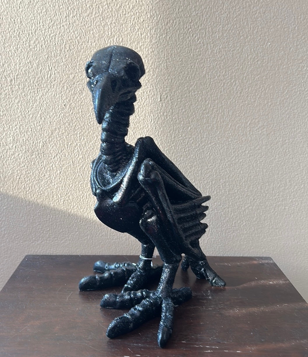 New Black Raven Crow Skeleton Halloween Tabletop Decor Light Up Eyes